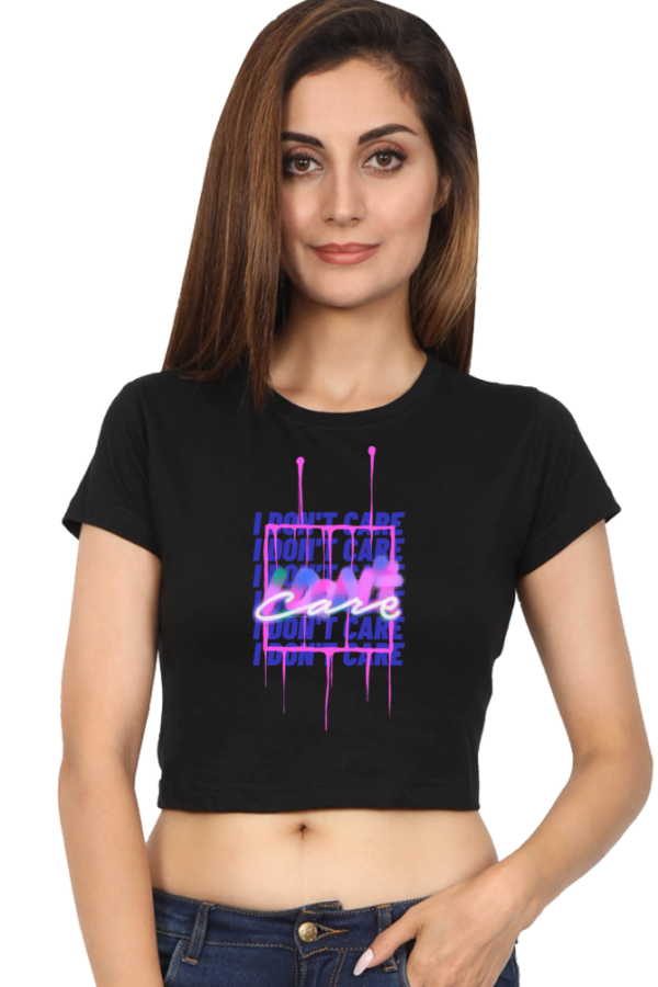 Black Crop Top I Don't Care