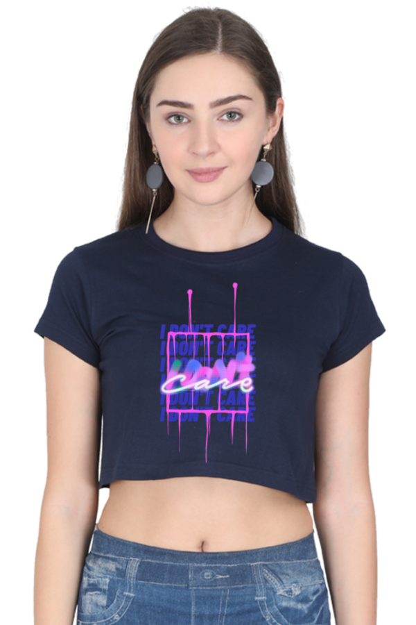 Navy Blue Crop Top I Don't Care