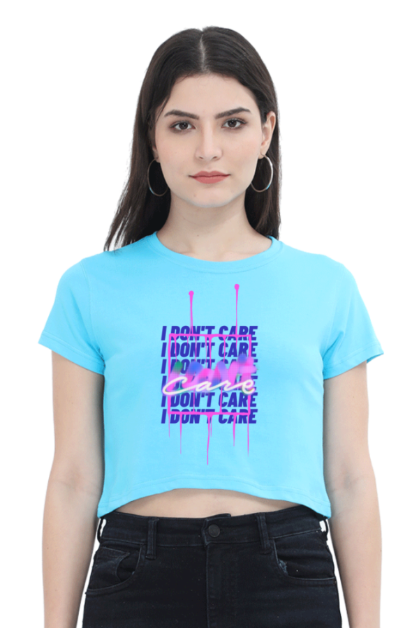 Sky Blue Crop Top I Don't Care