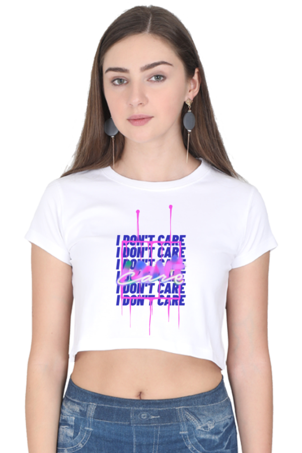 White Crop Top I Don't Care