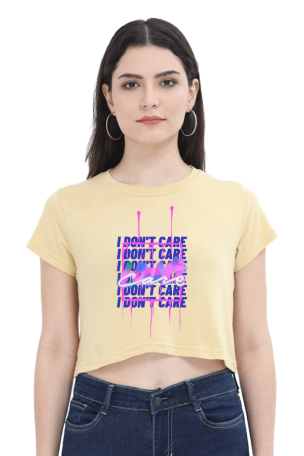 Yellow Crop Top I Don't Care
